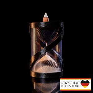 Backflow Räucherkegel Gedrehte Sanduhr mit Rauch im Spiralverlauf