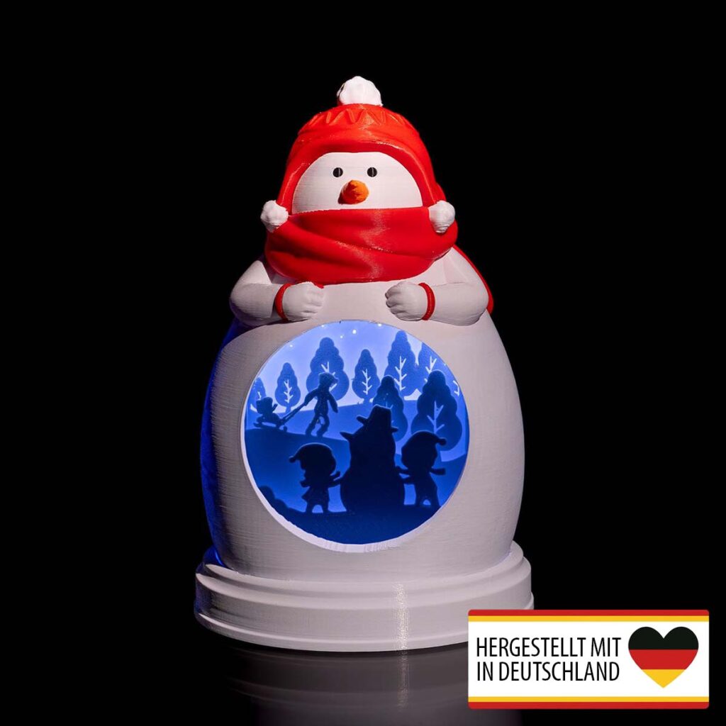 Diorama Schneemann – beleuchtete Winterdeko aus 3D-Druck