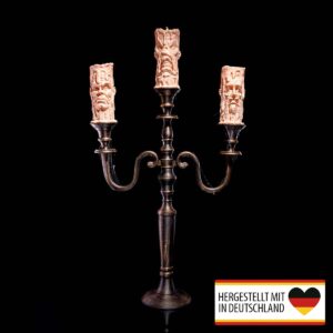 Halloween Kerzenständer mit drei schaurigen Gesichtern – Frontansicht