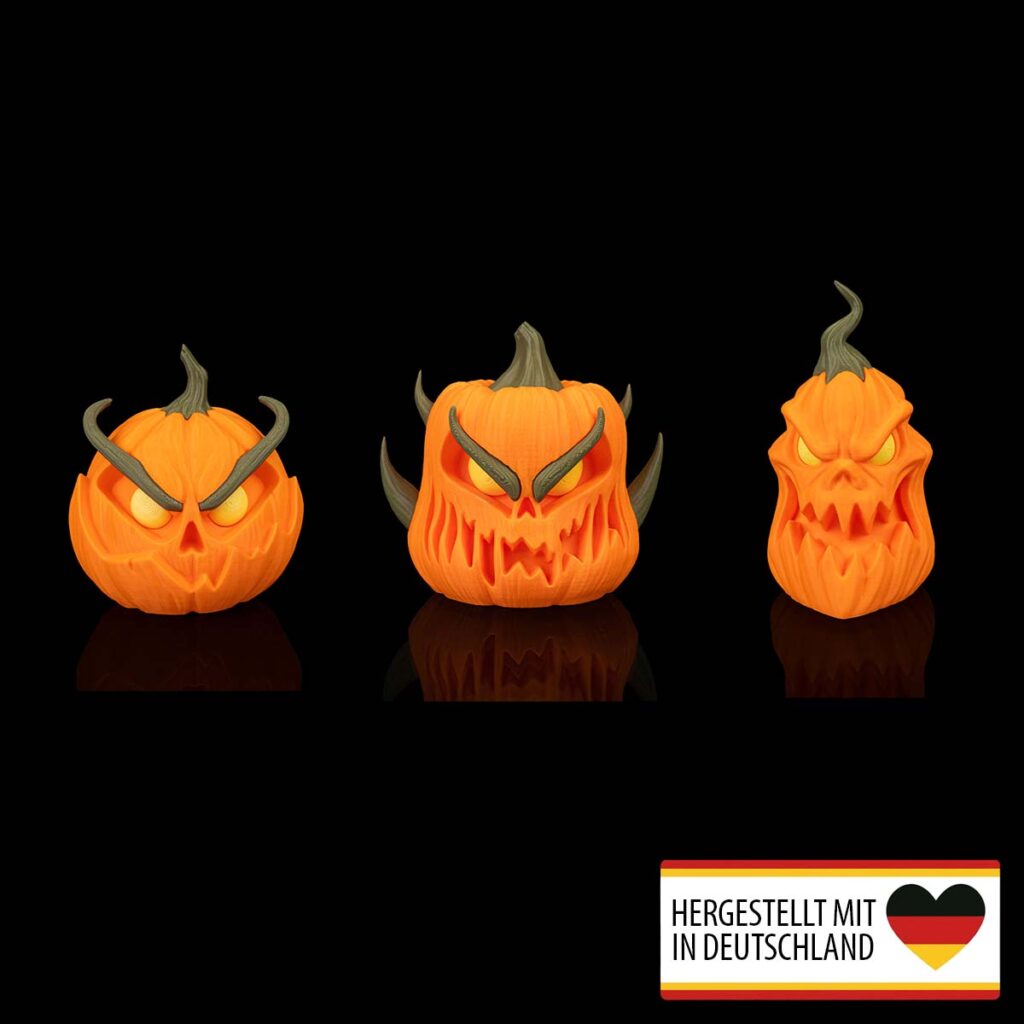 Halloween Kürbis Figuren 3er Set – 3D-Druck aus Deutschland