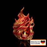 Halloween Tischlampe „Brennender Totenkopf“ – Teelichthalter aus dem 3D-Druck Made in Germany