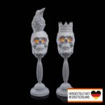 Halloween Tischlampe „Kerzenhalter – gruselige Totenköpfe“ – 3D-Druck Made in Germany