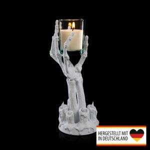 Kerzenhalter in Form eines Skelettarms als gruseliger Blickfang