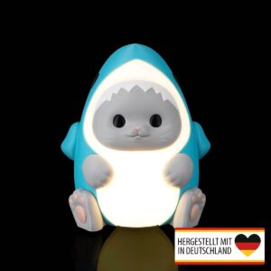 Kinderzimmerlampe Katzenhai mit warmweißem LED-Nachtlicht in der Frontansicht