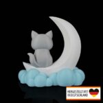 Kinderzimmerlampe Nachtlicht Stehlampe „Mond Katze“ – 3D-Druck in Germany