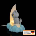 Kinderzimmerlampe Nachtlicht Stehlampe „Mond Katze“ – 3D-Druck in Germany