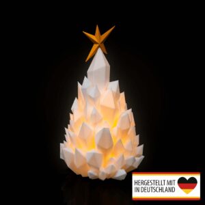 Kristall Tannenbaum Teelichthalter aus 3D-Druck mit warmem LED-Licht