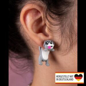 Stilvolle Ohrringe in Mops-Form aus nachhaltigem Material