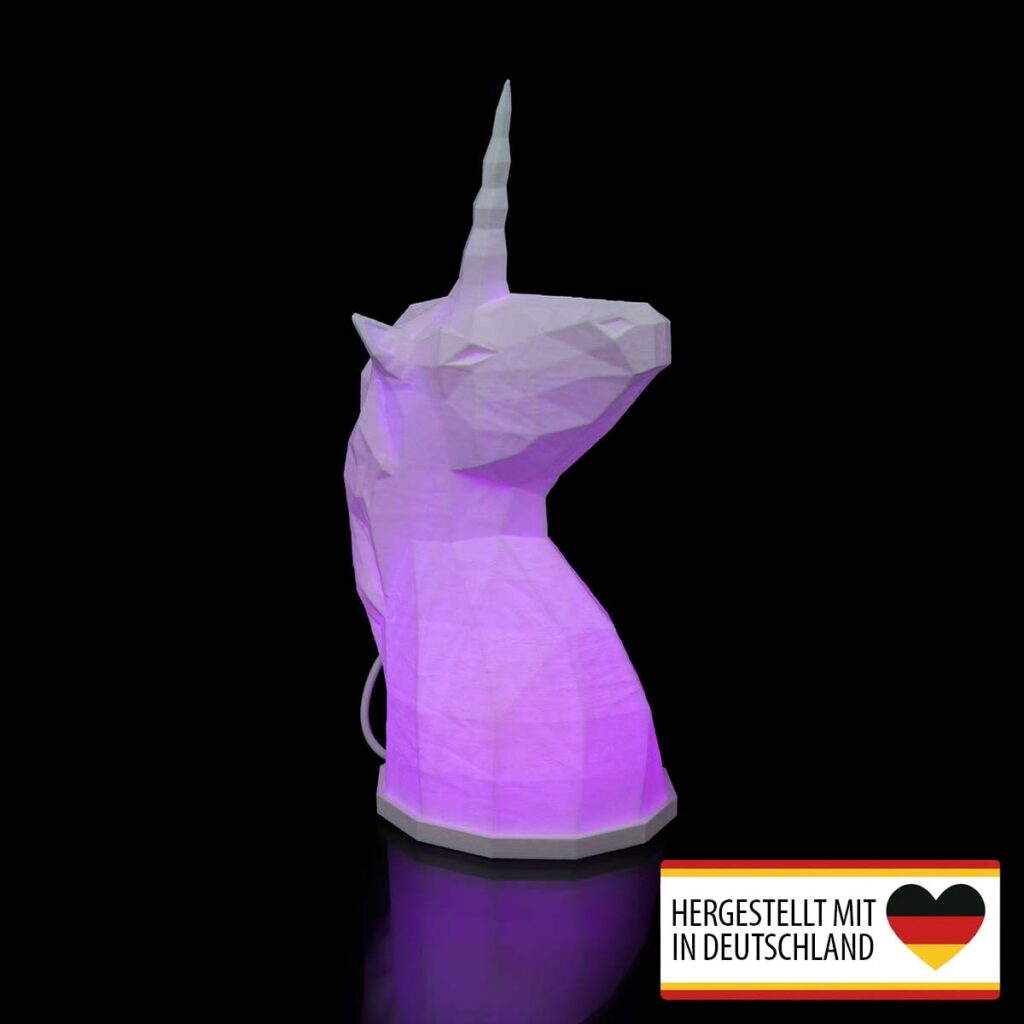 poly tischlampe einhorn rgb links low poly