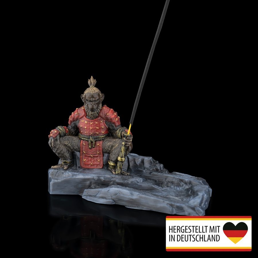 Räucherstäbchenhalter Affenkrieger - Handbemaltes Kunstwerk