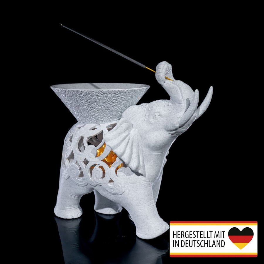 Räucherstäbchenhalter Elefanten - Goldener Glanz im Inneren