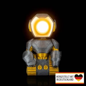 Frontansicht eines leuchtenden Roboter-Nachtlichts für das Kinderzimmer