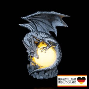 Tischlampe Drache mit beleuchtetem Mond im 3D-Druck