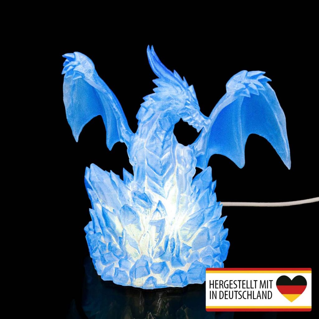 Tischlampe „Eisdrache“ – 3D-Druck Made in Germany