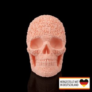 Kunstvoller Totenkopf mit Rosen aus 3D-Druck