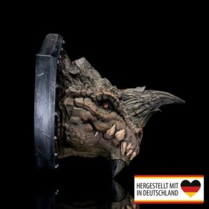 Handbemalte Wanddeko Trophäe Dragon als mystischer Blickfang