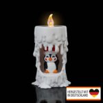 Weihnachten LED Teelicht „Pinguin in Kerze“ – 3D-Druck Made in Germany | Tischlampe