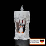 Weihnachten LED Teelicht „Pinguin in Kerze“ – 3D-Druck Made in Germany | Tischlampe