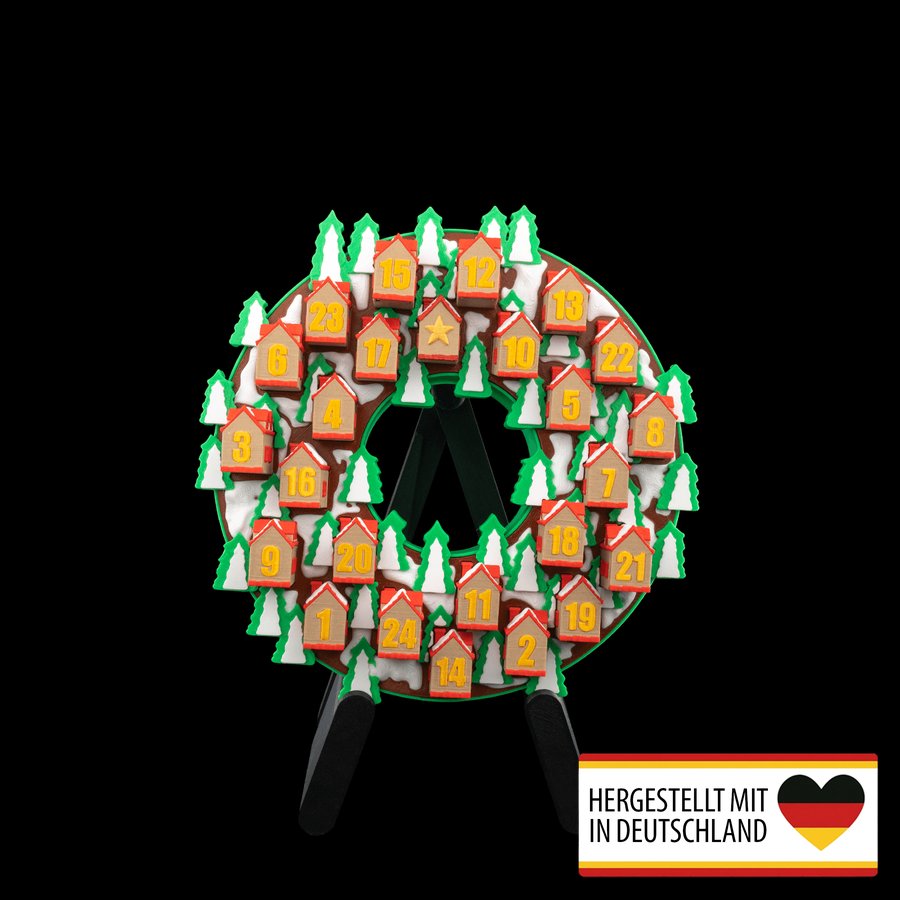 Adventskalender Kranz mit 24 Häuschen - Leuchtende Weihnachtsfreude