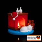 Weihnachts- Schlafende Samtpfote- LED- Teelichthalter - Verzaubert Dein Zuhause
