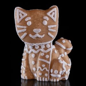 Charmante Dekofigur Lebkuchen Katze aus nachhaltigem PLA