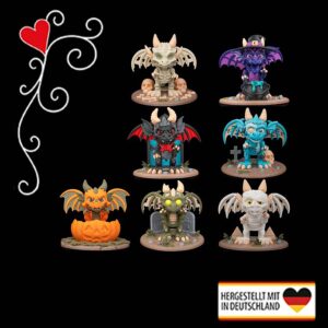 Magisches Figurenset kleiner Drachen und Spukwesen als Dekoration