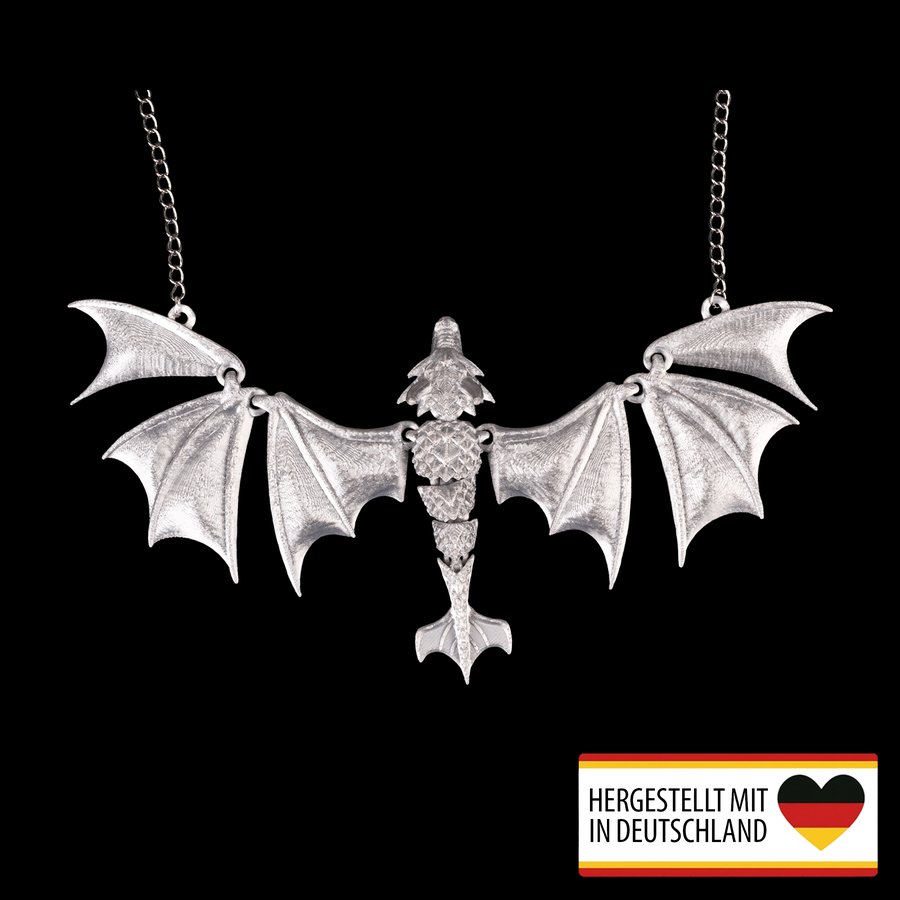 Halskette Schwingen des Silberdrachen - Mystischer Begleiter