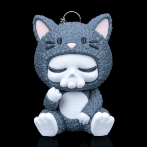 Schlüsselanhänger in Skelett-Katzenform aus PLA, 10 cm groß