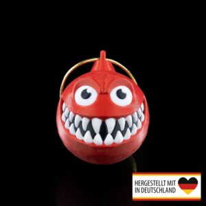 Verspielter Weihnachtsbaumschmuck in Kugelform mit bissigem Design