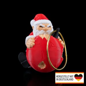 Bissiger Weihnachtsmann als Baumschmuck für humorvolle Weihnachtsdeko