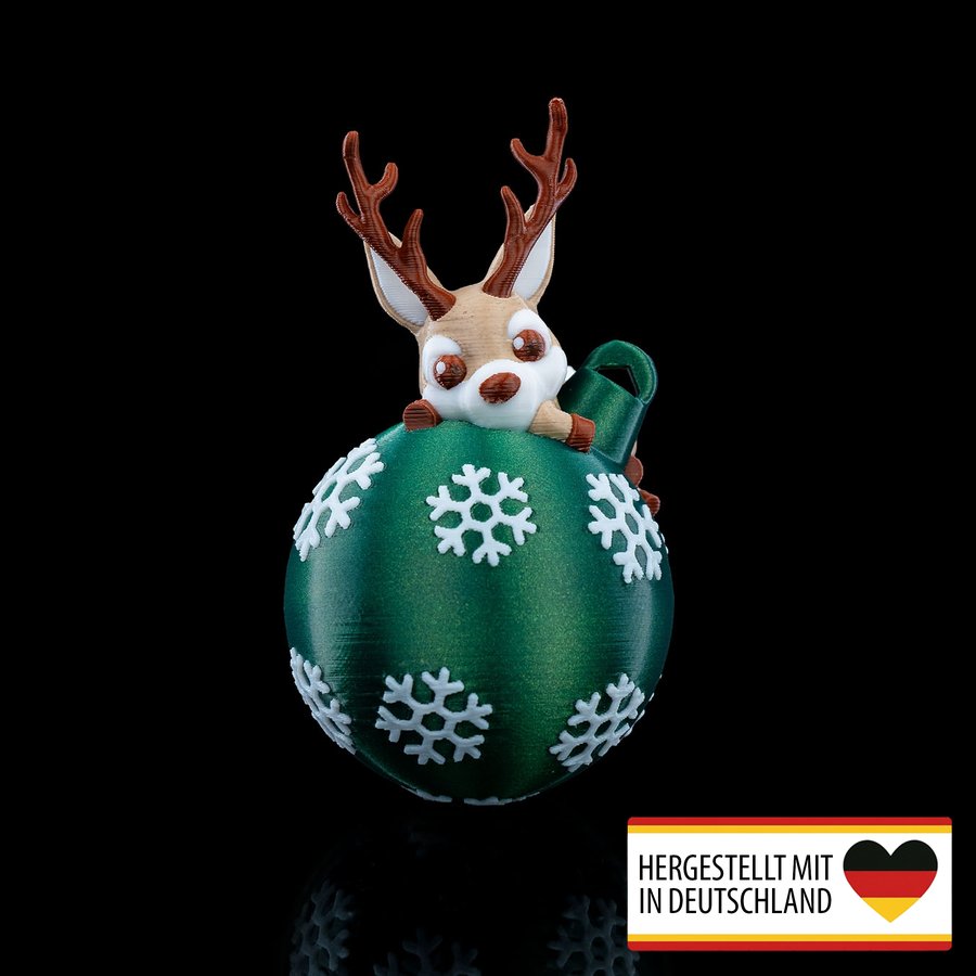 Detailreicher Rentier-Schmuck aus nachhaltigem PLA für den Weihnachtsbaum