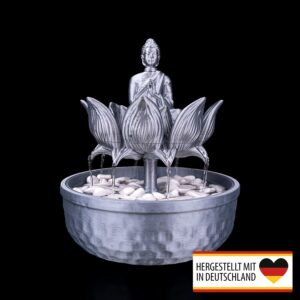 Zimmerbrunnen mit Buddha-Motiv im Lotus, entspannende Dekoration